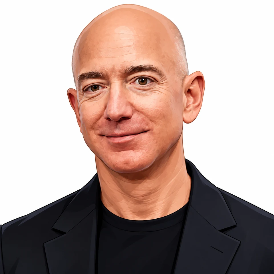 Illustrated portrait of Jeff Bezos