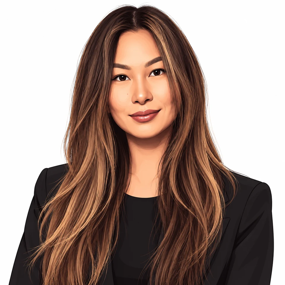 Illustrated portrait of Lucy Guo
